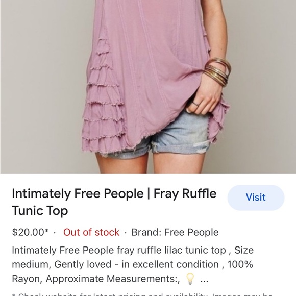 Intimately Free People Fray Ruffle Lilac Tunic Top size XS. - Picture 13 of 13